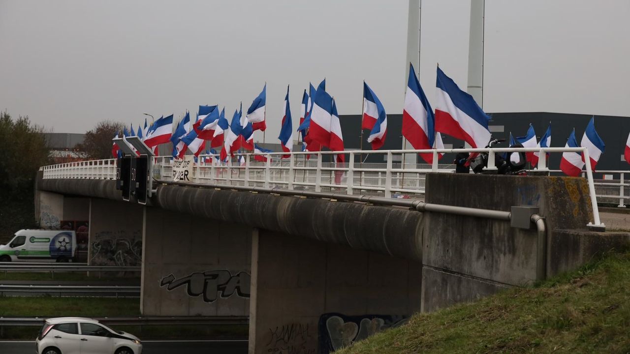 Vlaggenprotest op viaduct boven A4 snel beëindigd