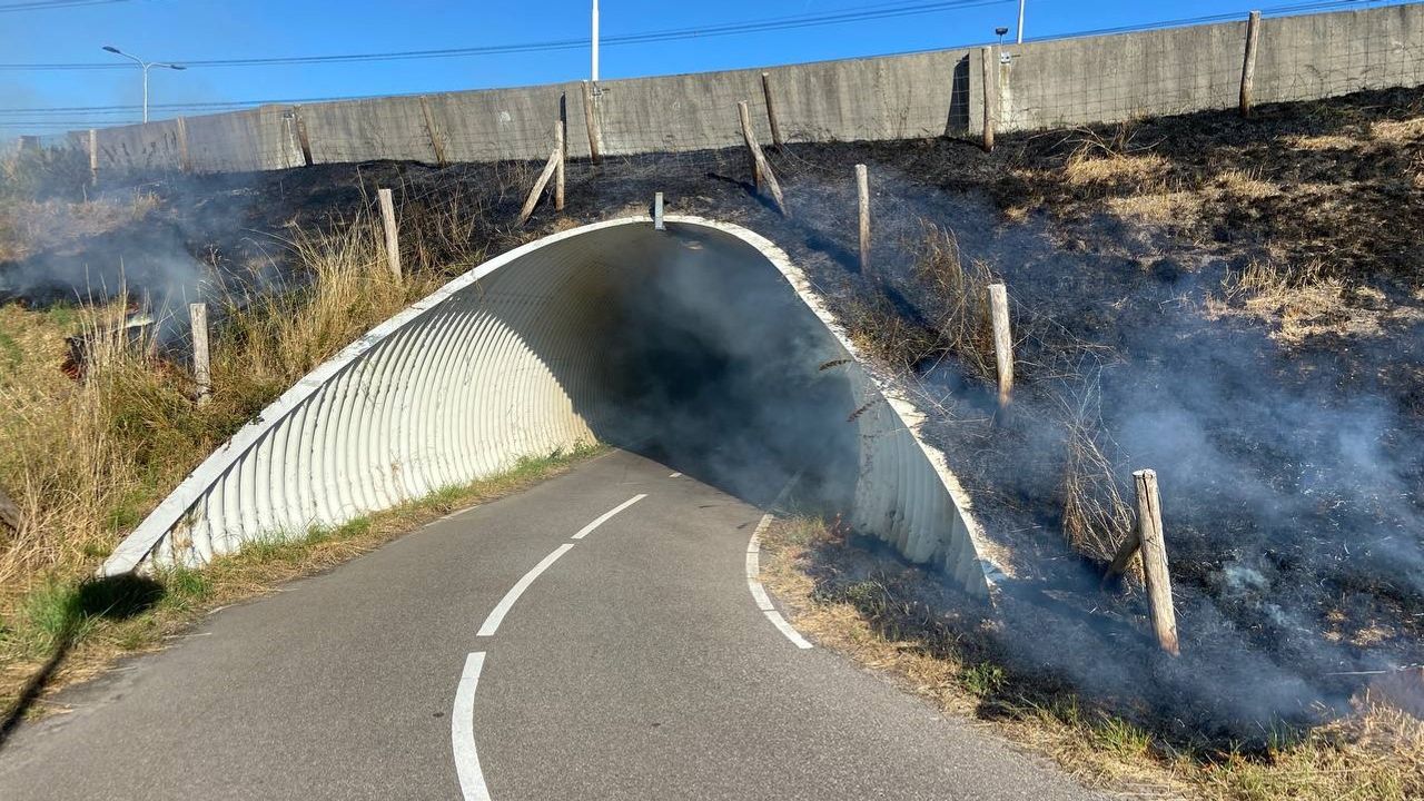 Flinke bermbrand bij fietstunnel Kwintsheul